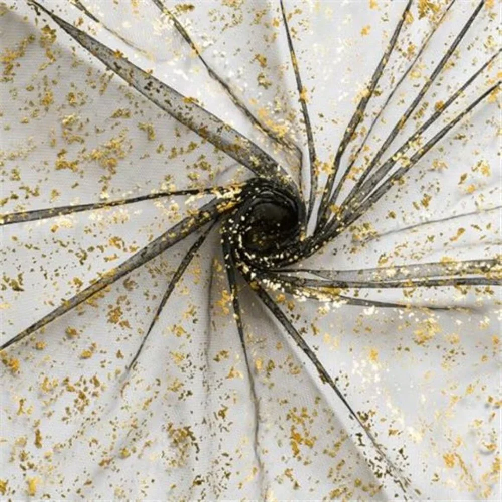 black gold table runner 120 inch sheer gauze glitter foil wedding party decor